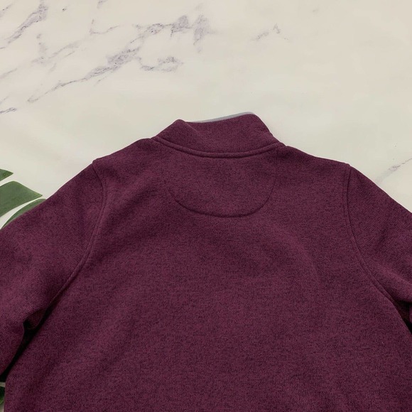 LL Bean Womens Sweater Pullover Size M Fleece Snap Trim Dark Purple Gray - Picture 8 of 11